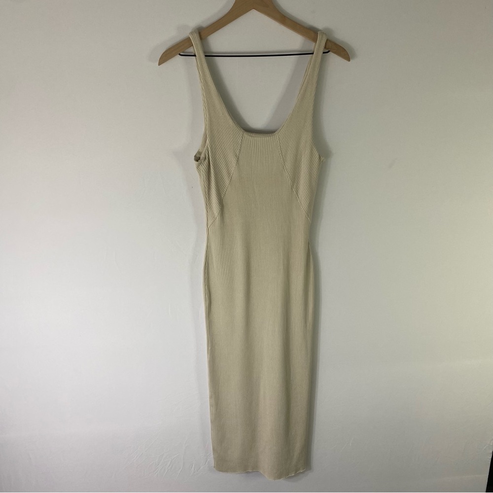 The Range Ribbed Bodycon Dress Size Large in Cream
